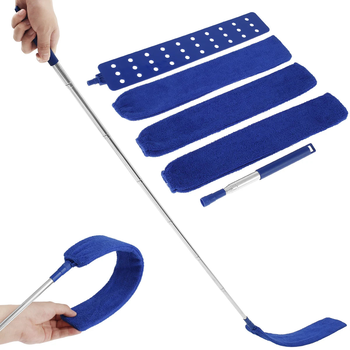 Gap Dust Cleaner Retractable Microfiber Flexible Long Flat Gap Duster Brushes with Extendable Pole Household Cleaning Tools