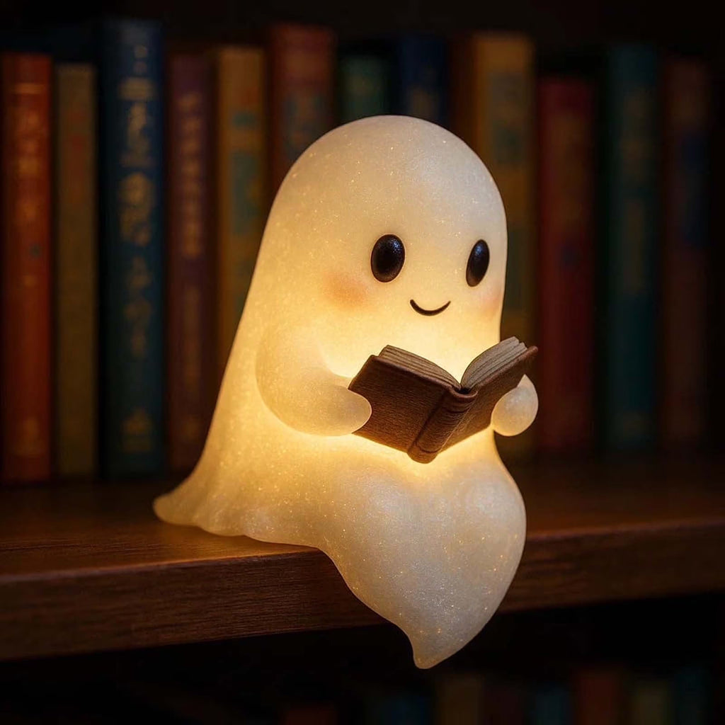 Ghost Table Lamp, Halloween Light up Ghost Statue Night Light Home Decor Ghost Lighted Figurine Lamps for Party Bedroom Shelf Table Centerpiece (8.6 Inch)