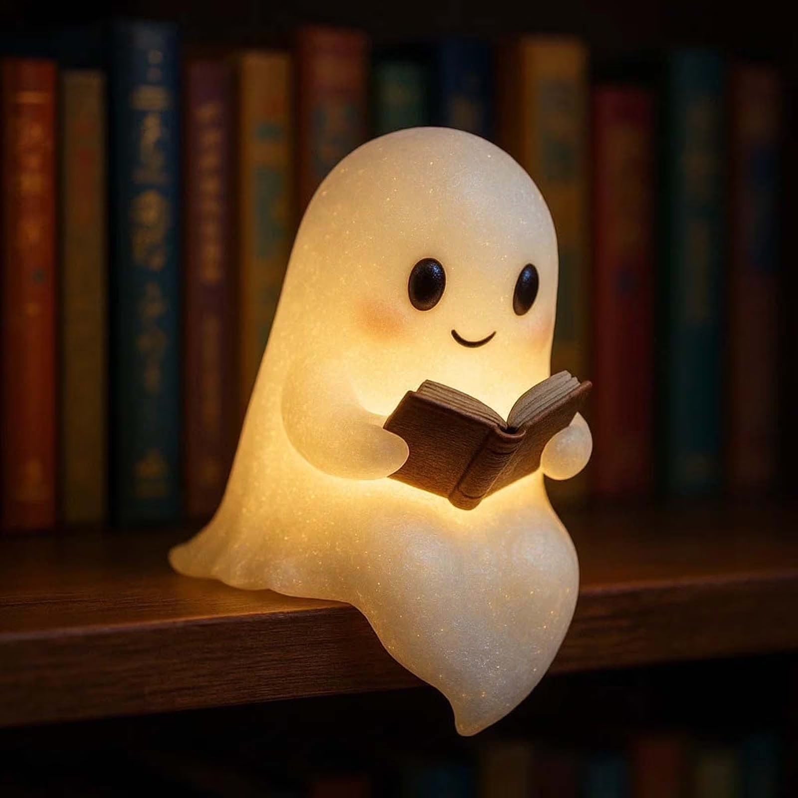 Ghost Table Lamp, Halloween Light up Ghost Statue Night Light Home Decor Ghost Lighted Figurine Lamps for Party Bedroom Shelf Table Centerpiece (8.6 Inch)