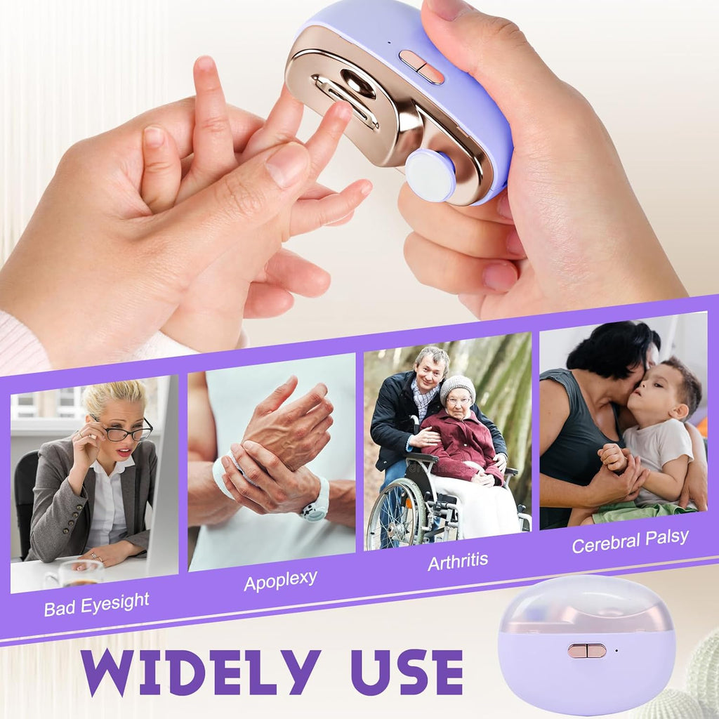 3 in 1 Automatic Electric Nail Clipper with Polishing, Electric Nail Clippers for Adults Seniors, Electric Baby Nail Clippers, Nail Filer Electric, Electric Nail Clipper, Nail Trimmer(Purple)