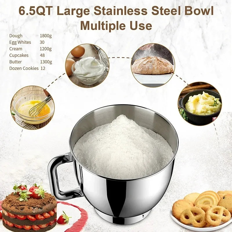 220V Powerful Stand Mixer Electric Blender Household Automatic Timing Hair Noodles Flour-Mixing Machine Commercial Stand Mixer