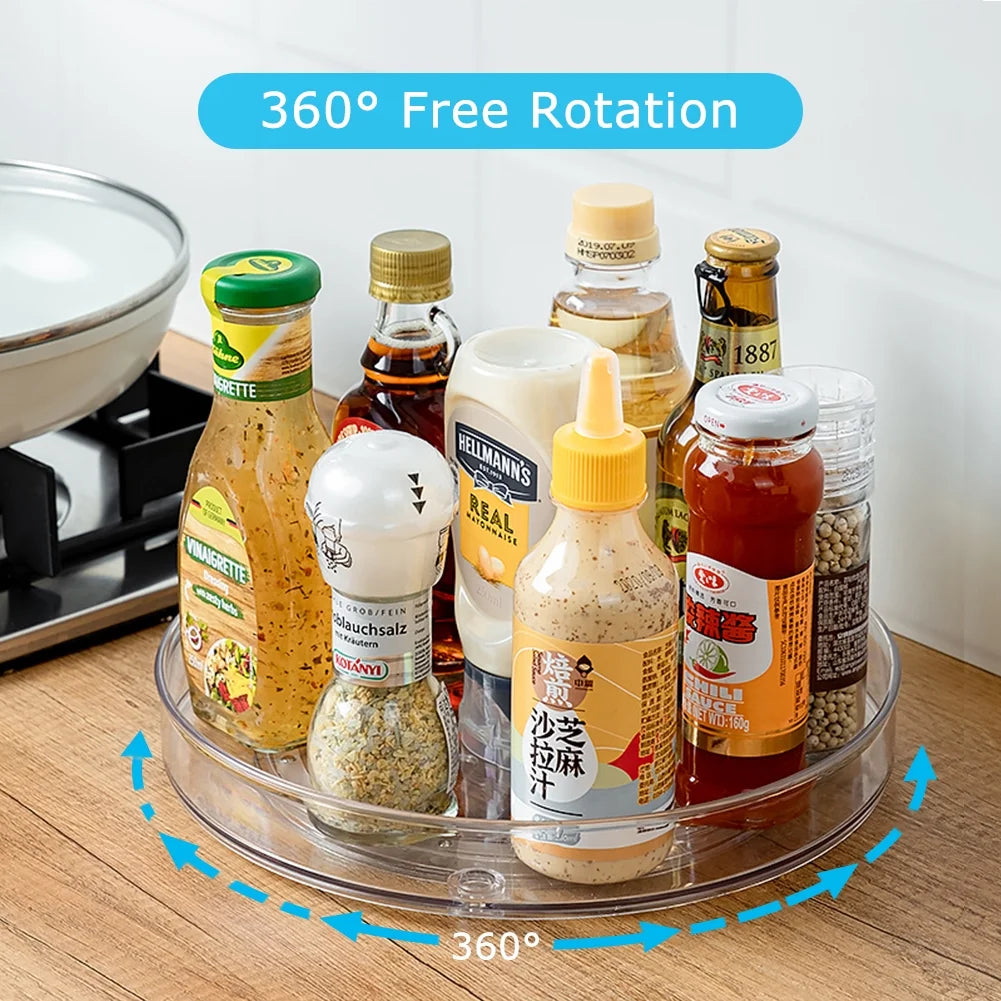 Clear Rotating Lazy Susan Turntable Organizer for Kitchen Cabinets Spices 10.6 Inch Storage Containers