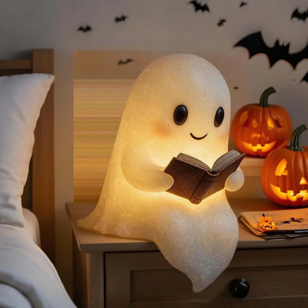 Ghost Table Lamp, Halloween Light up Ghost Statue Night Light Home Decor Ghost Lighted Figurine Lamps for Party Bedroom Shelf Table Centerpiece (8.6 Inch)