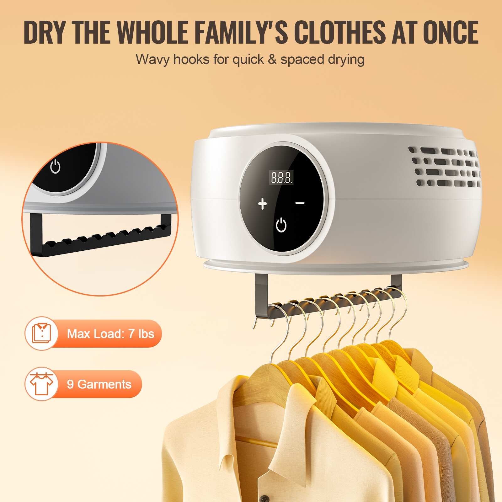 Portable Clothes Dryer, Clothes Dryer with Dryer Bag, PTC Heating & LED Display, Foldable Mini Dryer with 5-H Timer - 600W