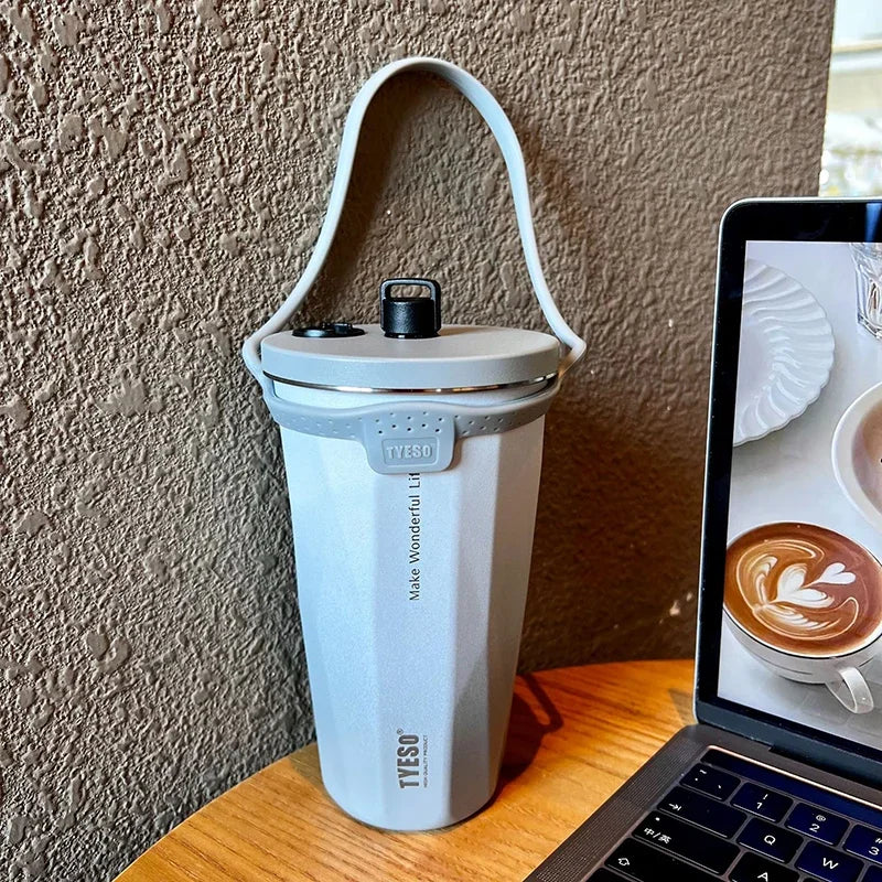 Kawaii Sainless Steel Tumbler for Coffee Car Mug Freeze Thermos Vacuum Flask Water Bottle with Straw Keep Cold Hot Cup 600Ml