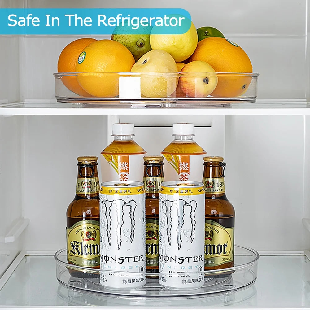 Clear Rotating Lazy Susan Turntable Organizer for Kitchen Cabinets Spices 10.6 Inch Storage Containers