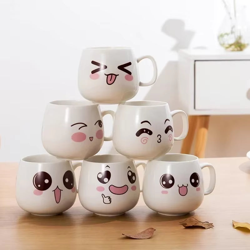 Modern Simplicity Creative Ceramic Mugs Cute Cartoon Face Expression Water Container Lover Coffee Mugs Travel Cute Cup Gift