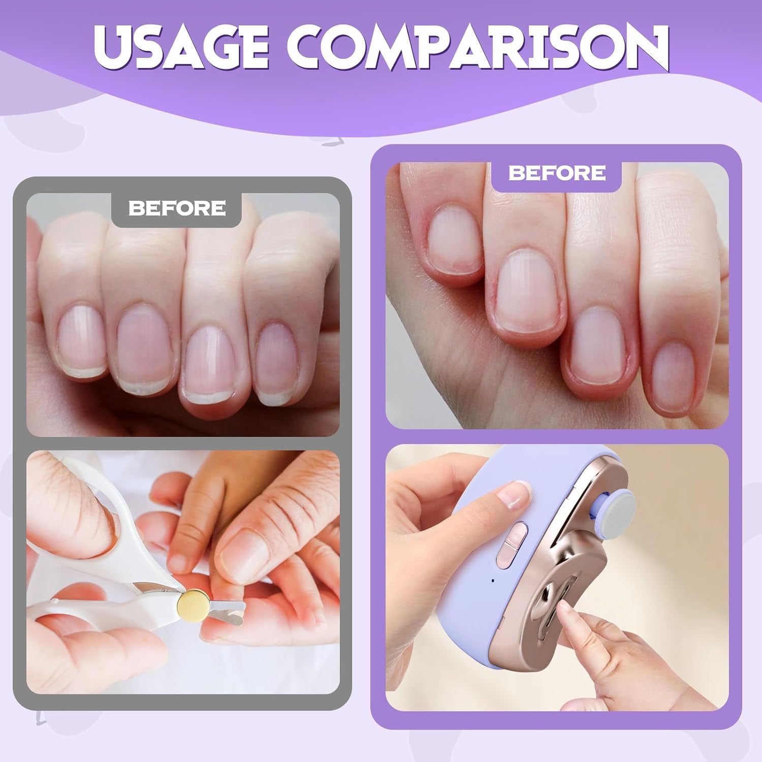 3 in 1 Automatic Electric Nail Clipper with Polishing, Electric Nail Clippers for Adults Seniors, Electric Baby Nail Clippers, Nail Filer Electric, Electric Nail Clipper, Nail Trimmer(Purple)