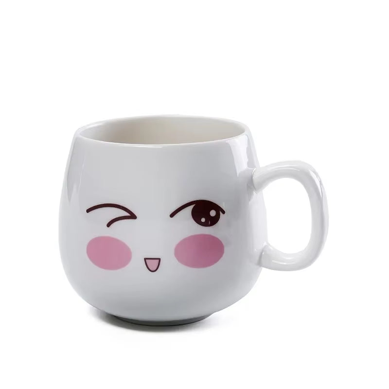 Modern Simplicity Creative Ceramic Mugs Cute Cartoon Face Expression Water Container Lover Coffee Mugs Travel Cute Cup Gift