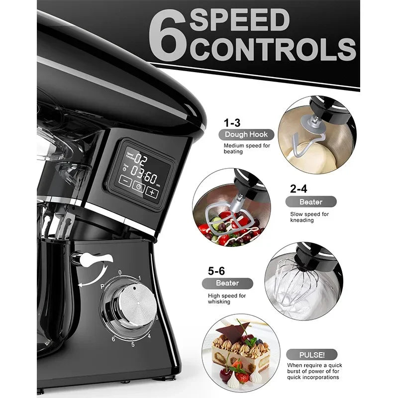 220V Powerful Stand Mixer Electric Blender Household Automatic Timing Hair Noodles Flour-Mixing Machine Commercial Stand Mixer