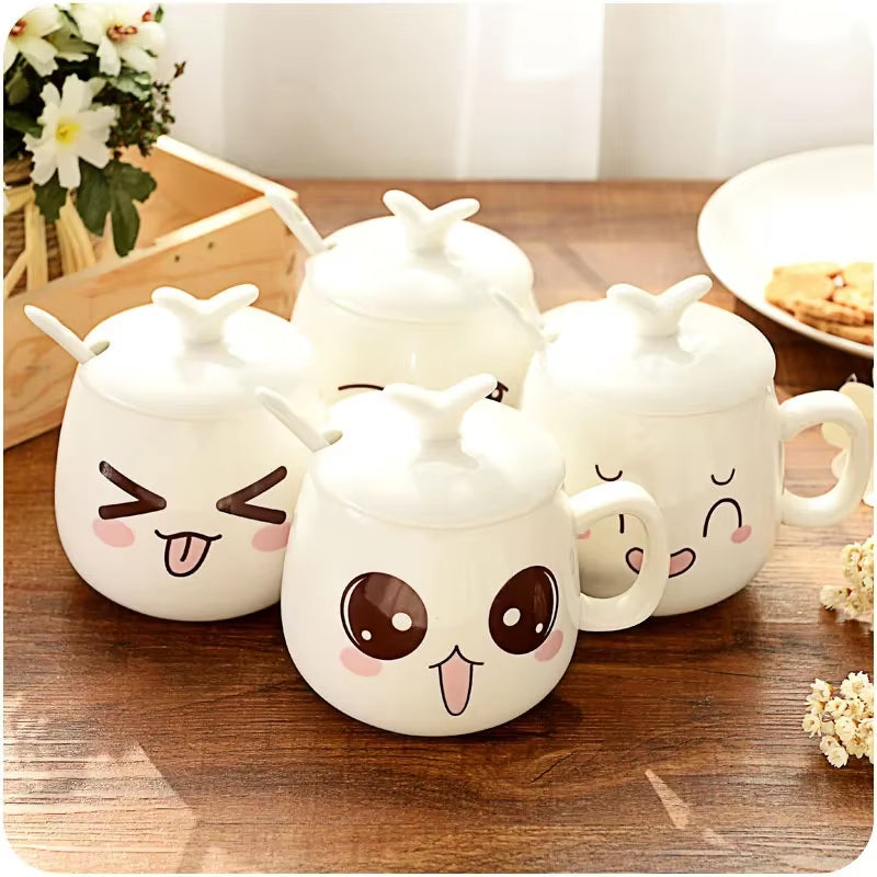 Modern Simplicity Creative Ceramic Mugs Cute Cartoon Face Expression Water Container Lover Coffee Mugs Travel Cute Cup Gift