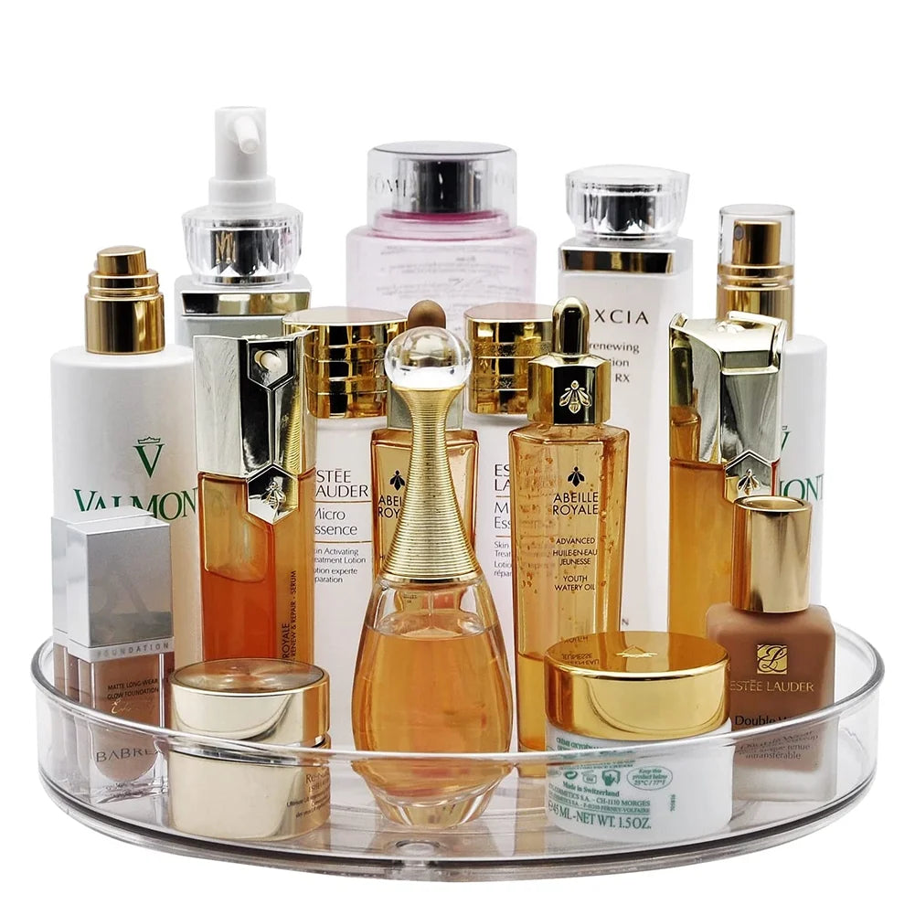 Clear Rotating Lazy Susan Turntable Organizer for Kitchen Cabinets Spices 10.6 Inch Storage Containers