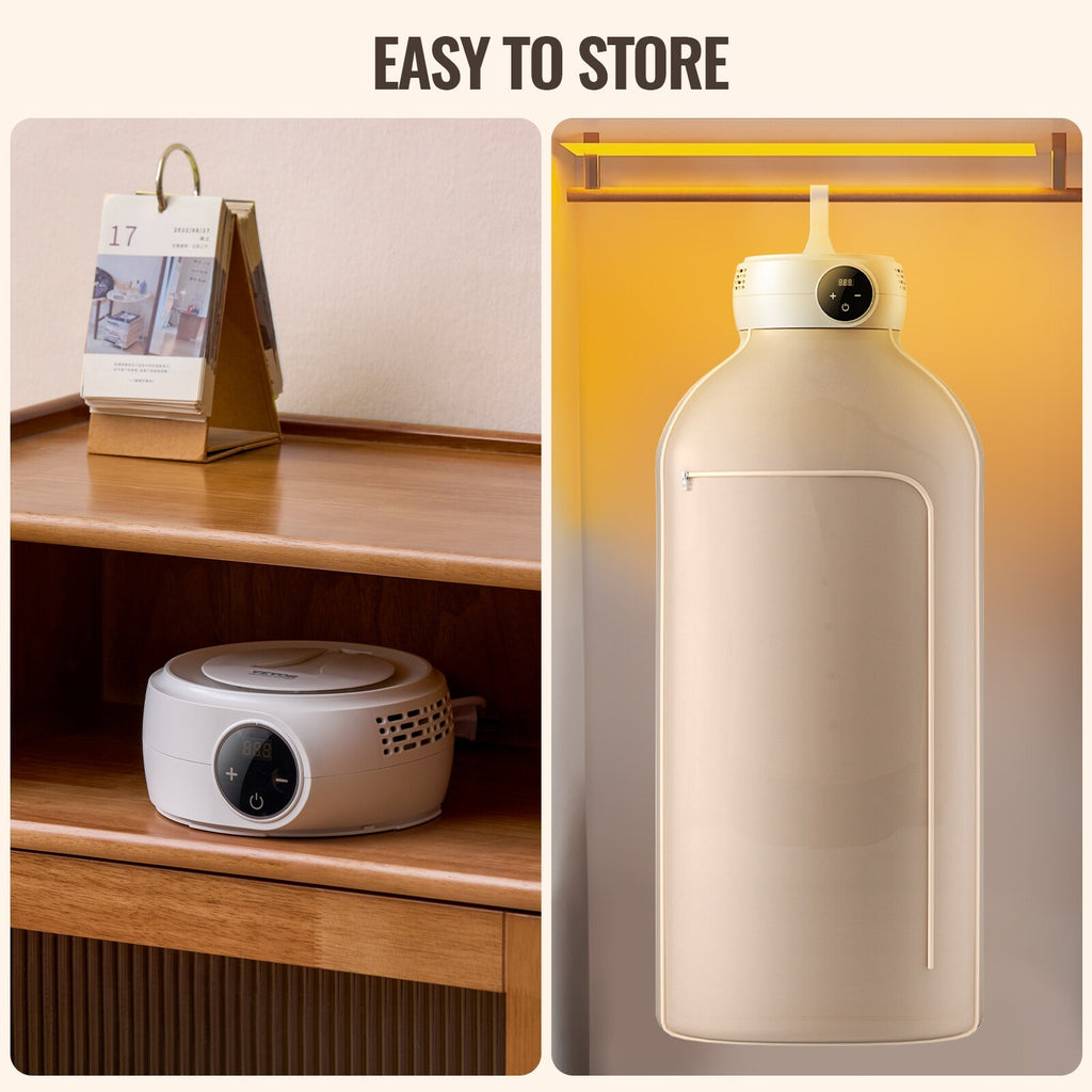 Portable Clothes Dryer, Clothes Dryer with Dryer Bag, PTC Heating & LED Display, Foldable Mini Dryer with 5-H Timer - 600W