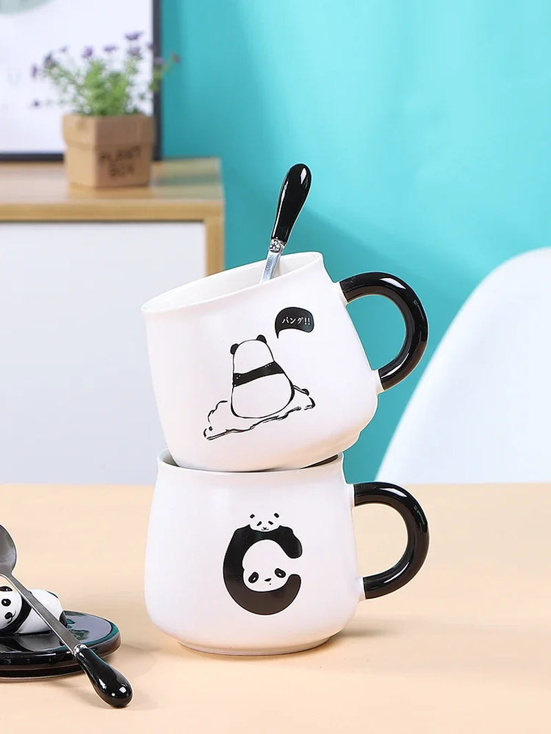 Panda Mug Cute Ceramic Coffee Mug with 3D Panda Lid and Spoon, Cute Cups Novelty Coffee Tea Milk Mug for Women Girls Boys