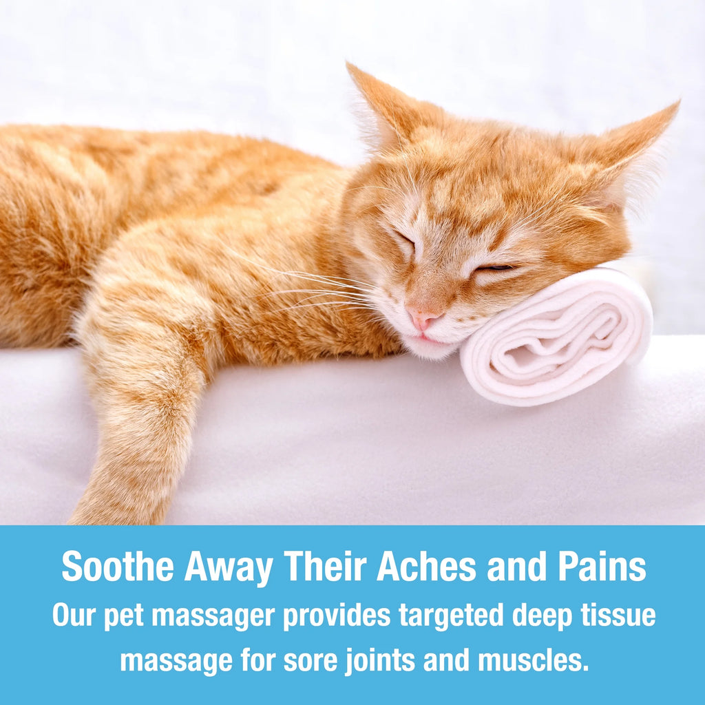 Handheld Pet Massager for Dogs and Cats by  - Electric Cat and Dog Massage Tool - Head and Back Scratcher for Relieving Tension, Tight Muscles and Stiffness with Four Rotating Massage Heads