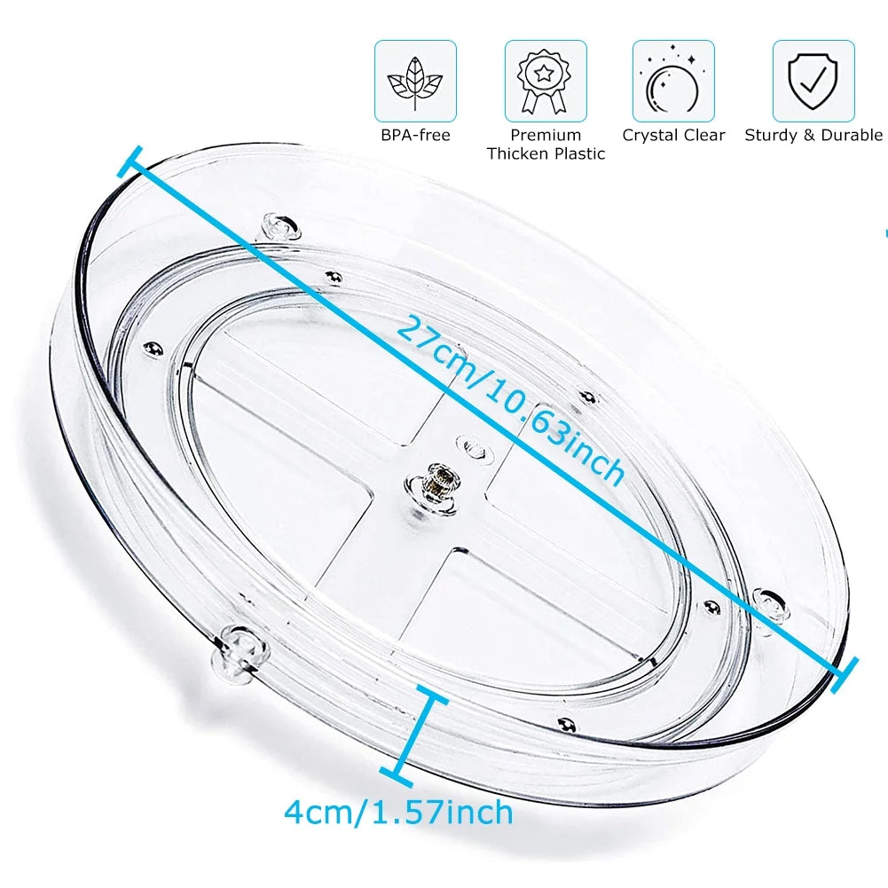 Clear Rotating Lazy Susan Turntable Organizer for Kitchen Cabinets Spices 10.6 Inch Storage Containers