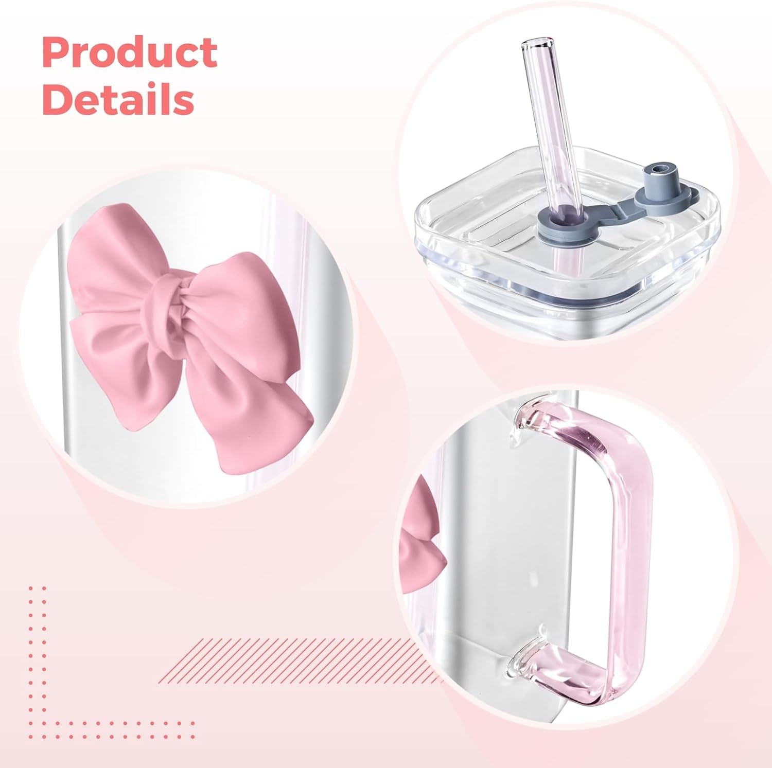 Cute Bow-Handled Glass Cup, Transparent Lemon Tea & Coffee Mug with Straw & Lid, Clear Milk Glass Cup for Home, Office, and Cafe Use