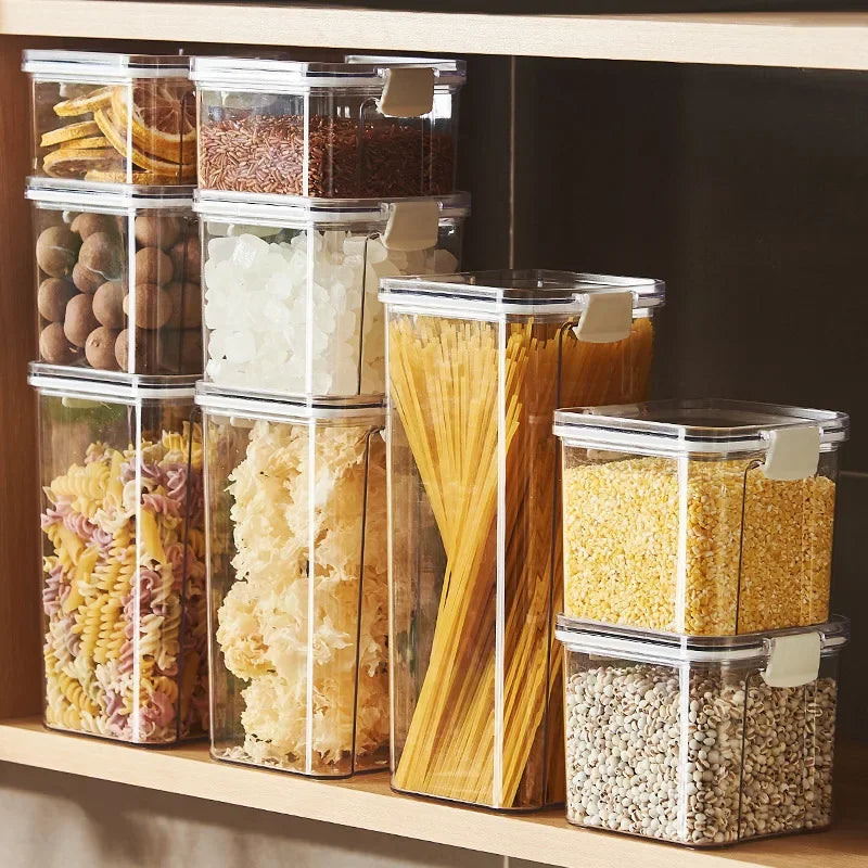 Food Storage Kitchen Containers Plastic Box Jars for Bulk Cereals Kitchen Organizers for Pantry Organizer Jars with Lid Home Set