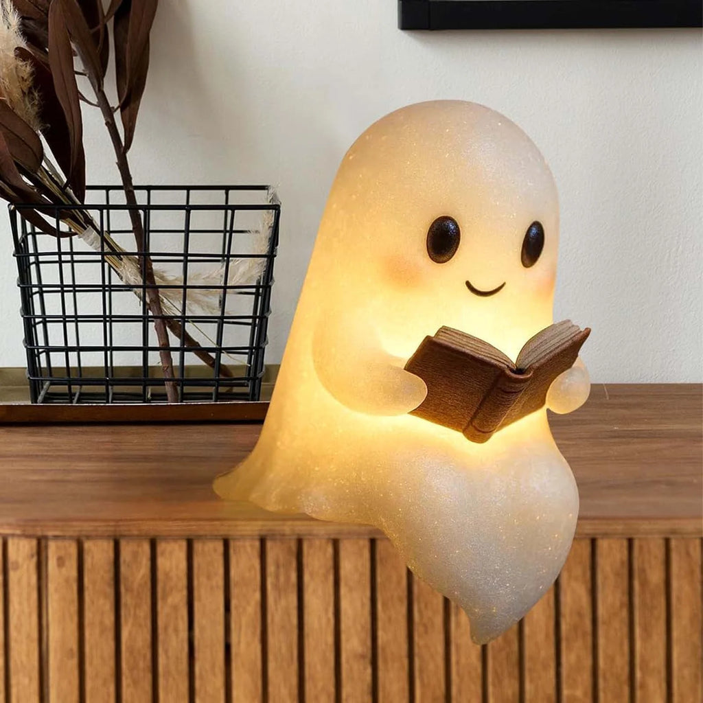Ghost Table Lamp, Halloween Light up Ghost Statue Night Light Home Decor Ghost Lighted Figurine Lamps for Party Bedroom Shelf Table Centerpiece (8.6 Inch)