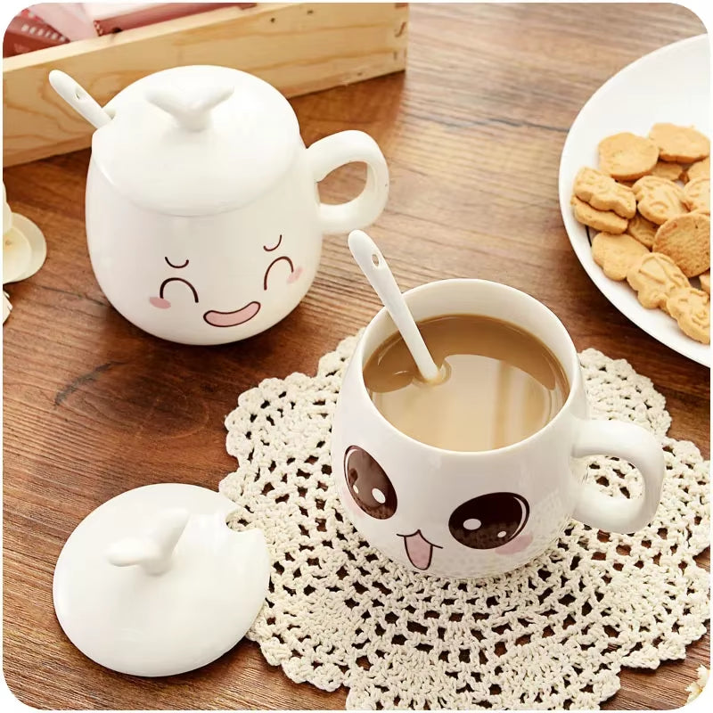 Modern Simplicity Creative Ceramic Mugs Cute Cartoon Face Expression Water Container Lover Coffee Mugs Travel Cute Cup Gift