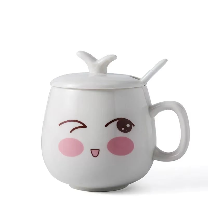 Modern Simplicity Creative Ceramic Mugs Cute Cartoon Face Expression Water Container Lover Coffee Mugs Travel Cute Cup Gift