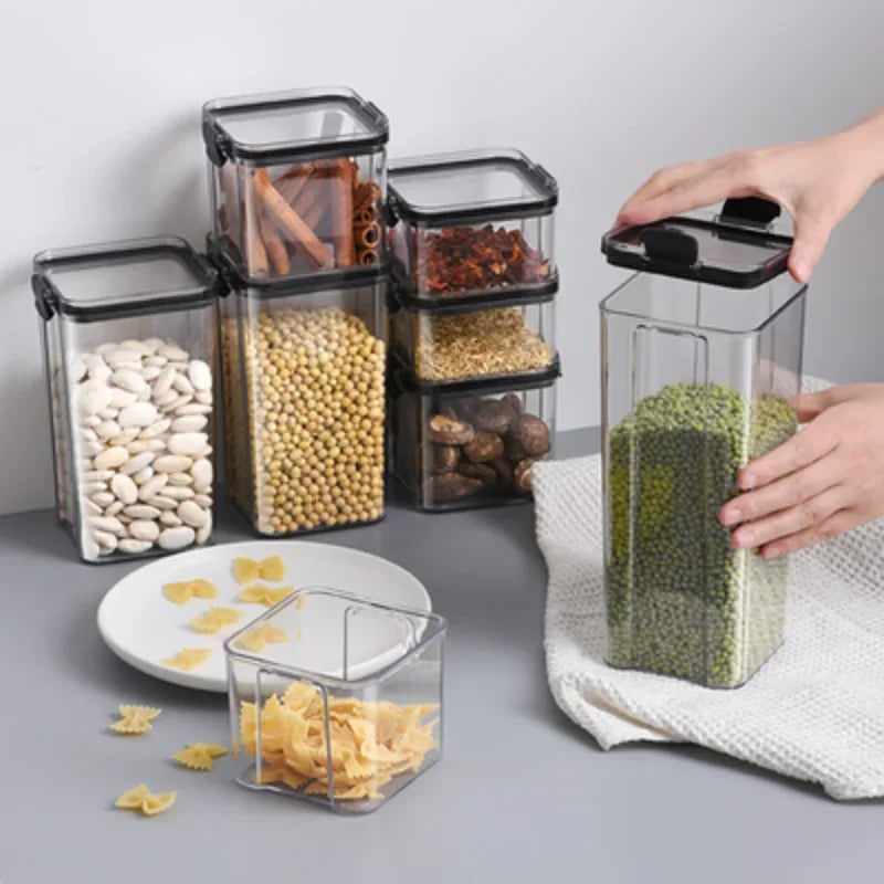 Food Storage Kitchen Containers Plastic Box Jars for Bulk Cereals Kitchen Organizers for Pantry Organizer Jars with Lid Home Set