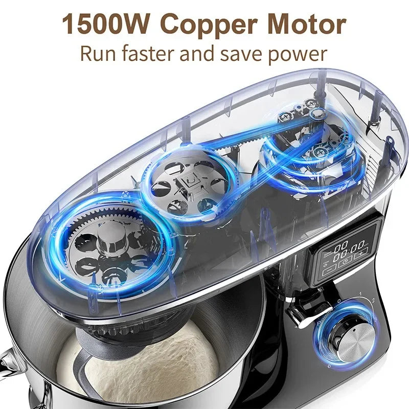 220V Powerful Stand Mixer Electric Blender Household Automatic Timing Hair Noodles Flour-Mixing Machine Commercial Stand Mixer
